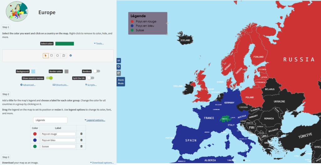 mapchart carte europe | Comment créer gratuitement et sans inscription une carte personnalisée avec MapChart