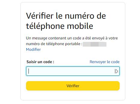 Comment changer votre numéro de téléphone sur Amazon - Saisir code