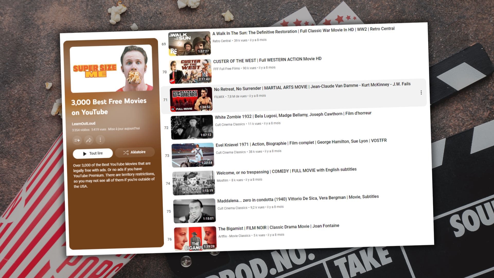 3000 films gratuits sur YouTube à retrouver dans une playlist