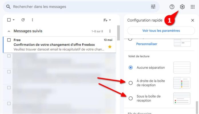Comment afficher le volet de lecture dans Gmail