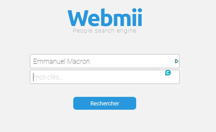 Webmii, moteur de recherche de personnes, mots-clés