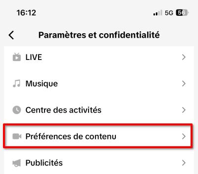 Réinitialiser l'algorithme de TikTok - Préférences de contenu