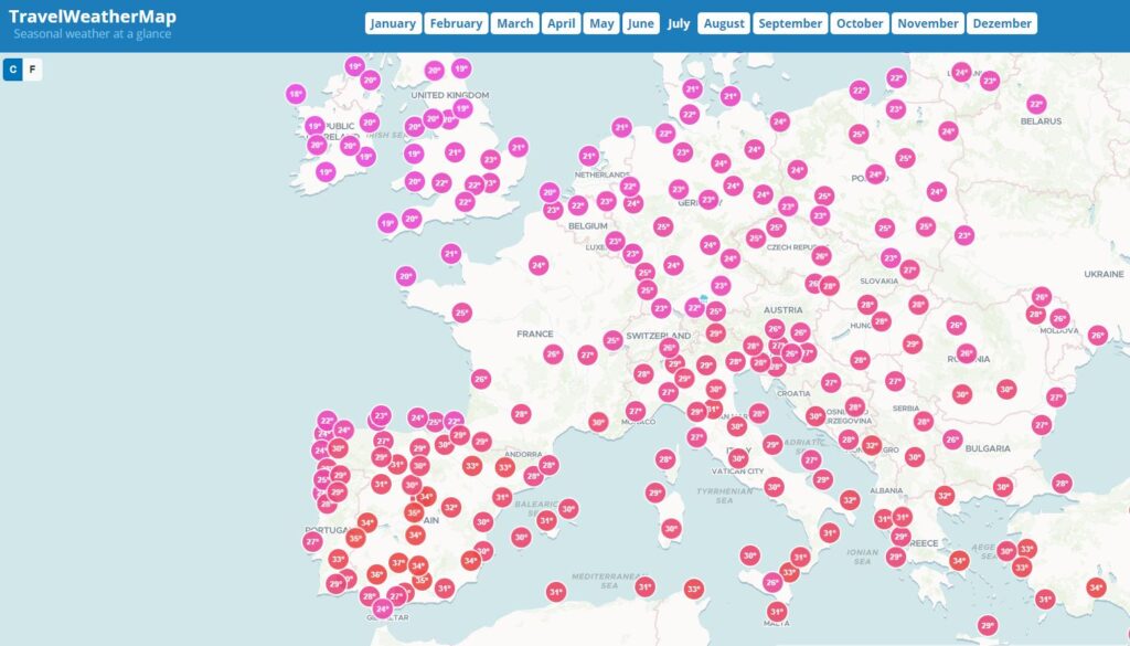 Découvrez votre prochaine destination de voyage en fonction du climat grâce à cet outil innovant - Travel Weather Map Europe