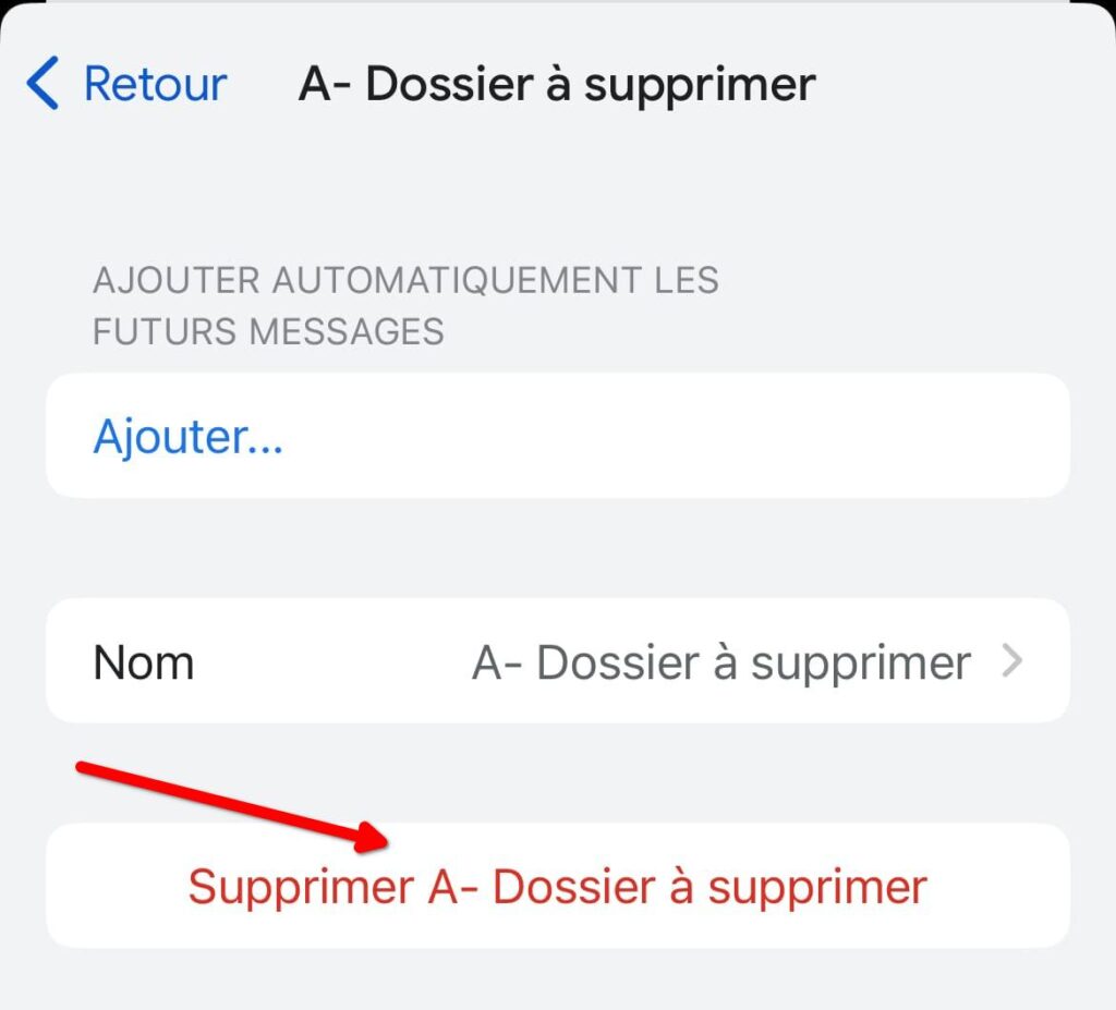 Supprimer un dossier dans Gmail sur l'application Gmail pour iOS