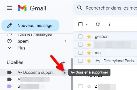 Supprimer un dossier dans Gmail sur ordinateur