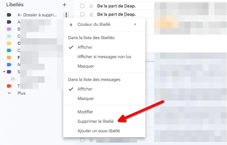 Supprimer un libellé dans Gmail sur ordinateur