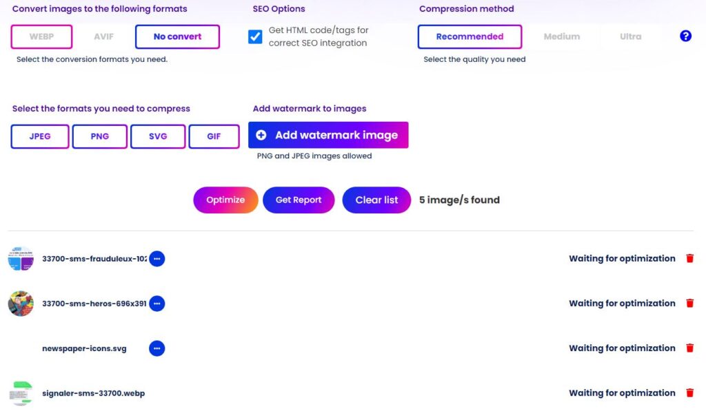 optimizeimages images | Optimizeimages : un compresseur et convertisseur d'images qui prend en charge les nouveaux formats WebP et AVIF