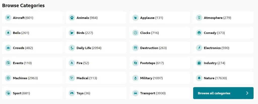 33 000 effets sonores gratuits de la BBC à explorer absolument ! Sound Effects - Caétégories