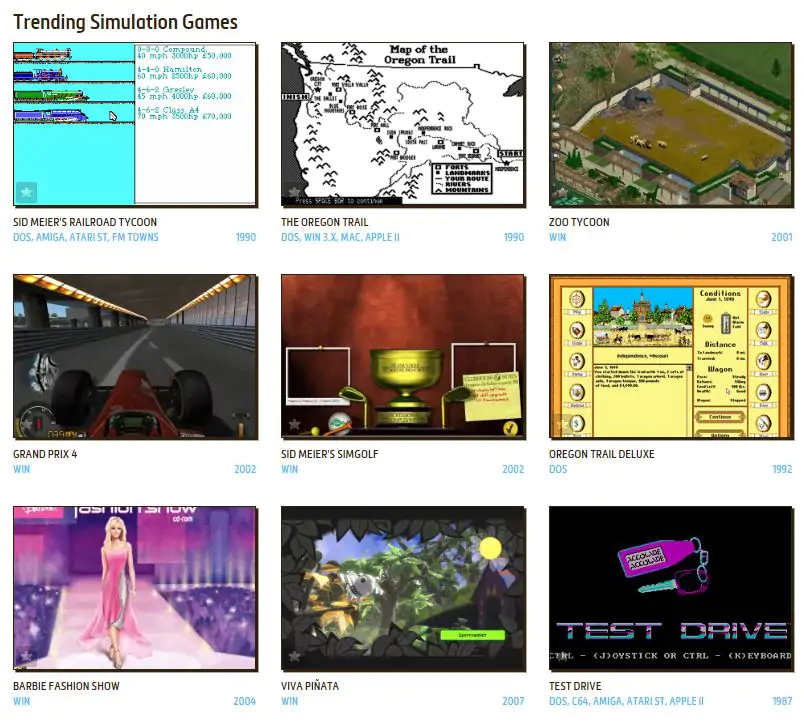my abandonware trending simulation games | My Abandonware : jouez à plus de 30 000 jeux gratuits de 1965 à 2012