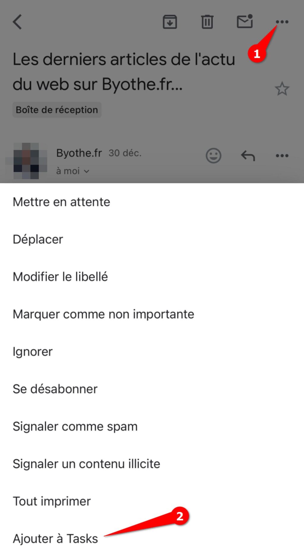 Ajouter une tâche dans Gmail mobile - Comment ajouter des emails à votre to do list dans Gmail