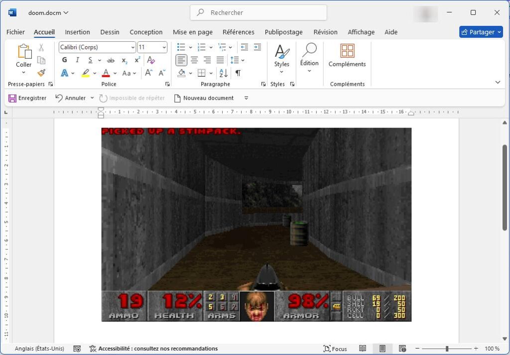 Jouer à Doom dans Microsoft Word ? C'est possible !