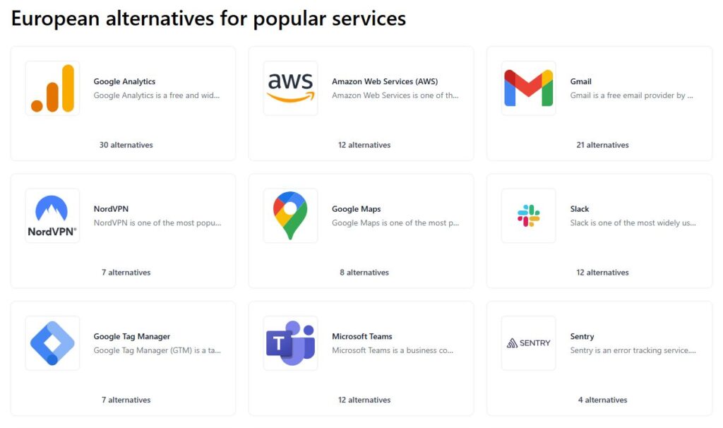 european alternatives services populaires | Comment trouver des alternatives européennes aux services en ligne américains ?