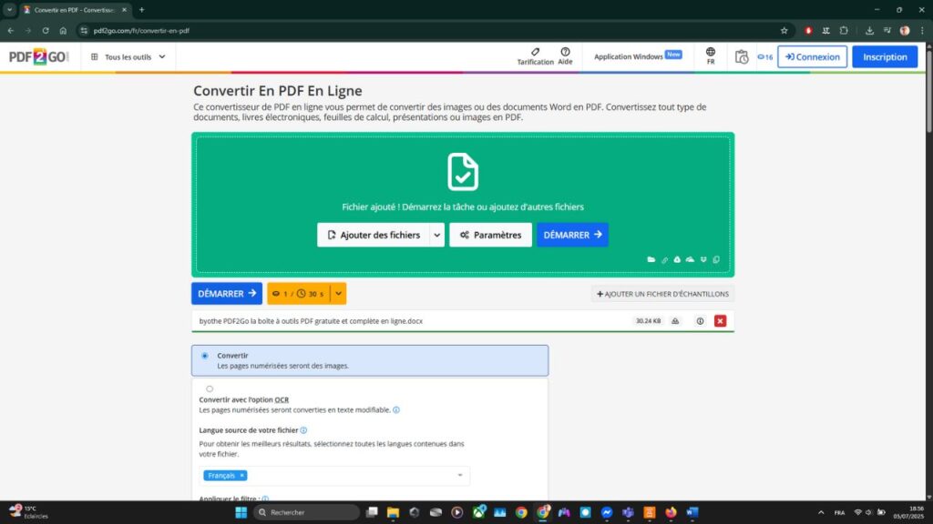 PDF2Go : la boîte à outils PDF gratuite et complète en ligne 4 PDF2Go conversion fichier en PDF 1