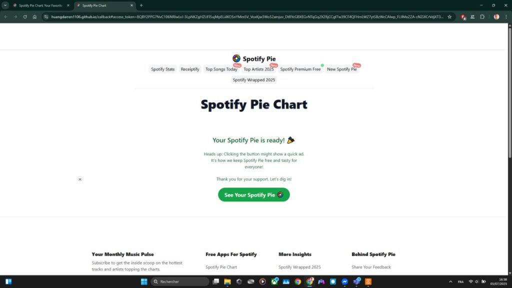 Spotify Pie : des graphs pour voir ses stats Spotify 1 Spotify-Pie-Accueil