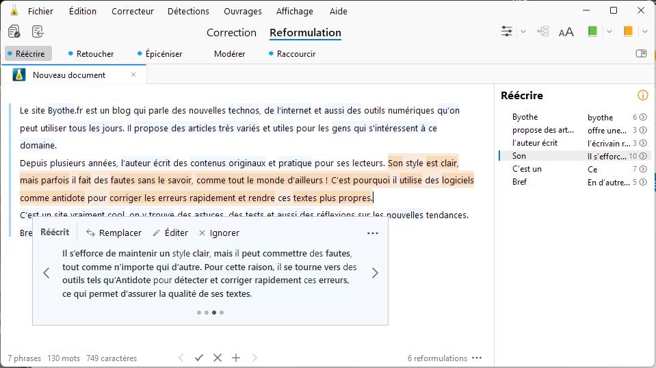 antidote 12 reformulation | Antidote 12 : la correction grammaticale se muscle avec l’IA