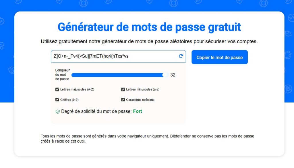 Générateur de mots de passe Bitdefender