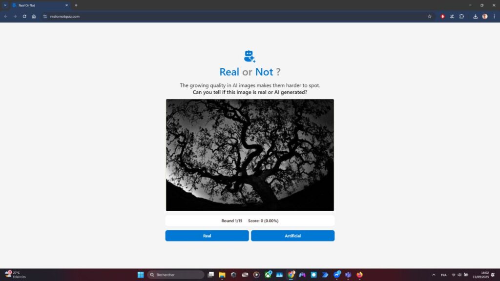 Real or not quizz game start 1