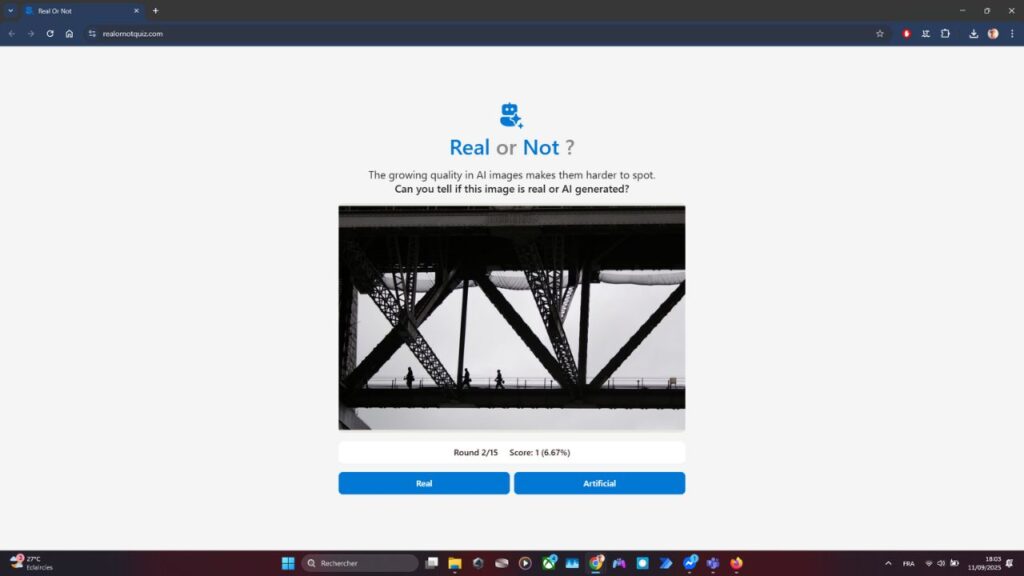 Real or not quizz game start 2