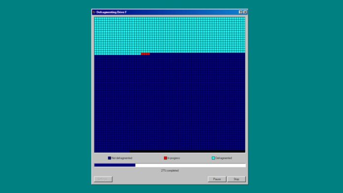 Windows 98 Disk Defrag Simulator