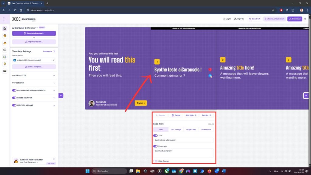 aiCarousels.com Slide