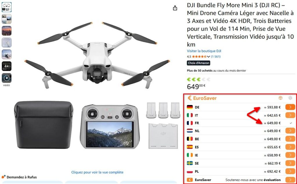 eurosaver drone dji | EuroSaver : faites des économies sur Amazon en comparant les 10 boutiques européennes