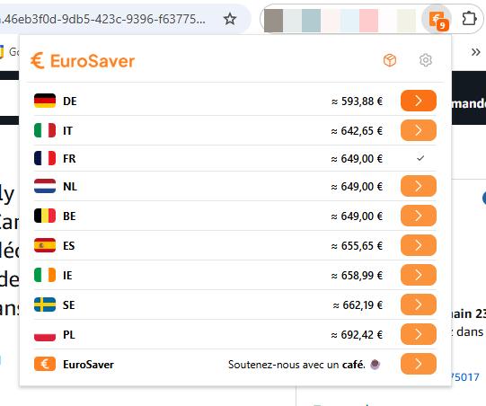 eurosaver icone pop up | EuroSaver : faites des économies sur Amazon en comparant les 10 boutiques européennes