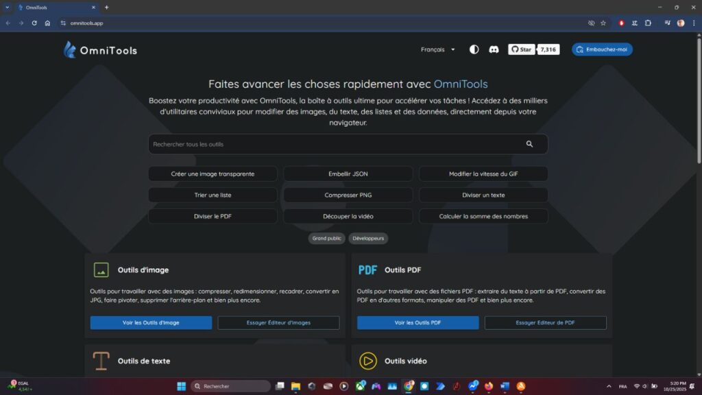 OmniTools, la boîte à outils web tout-en-un qui simplifie (vraiment) vos tâches 1 OmniTools.app-accueil