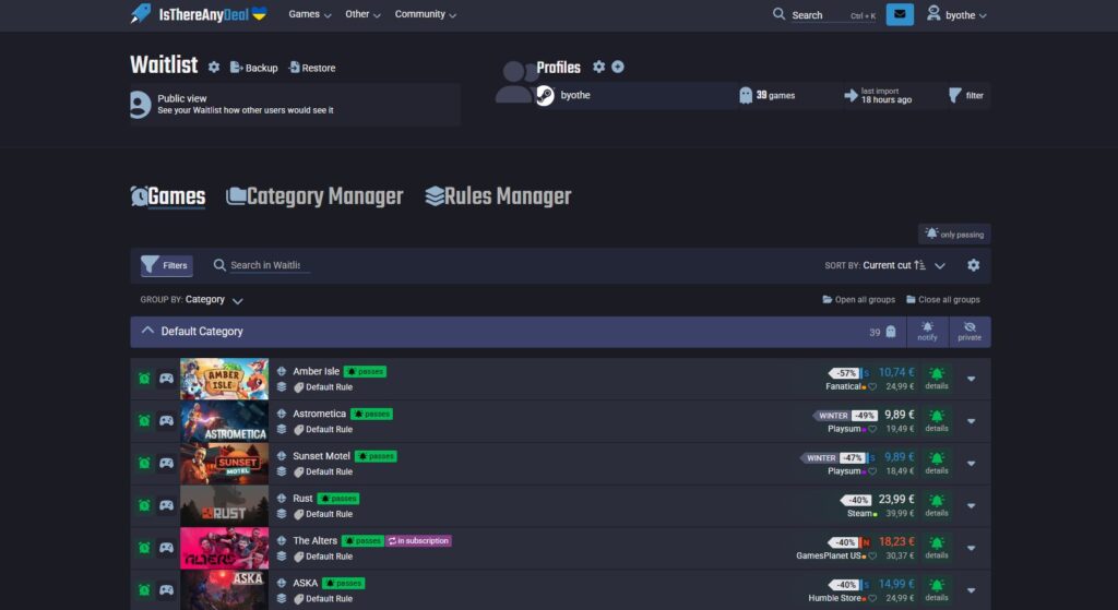 Jouer plus, dépenser moins ! 10 astuces pour faire des économies sur vos achats de jeux vidéos 3 IsThereAnyDeal