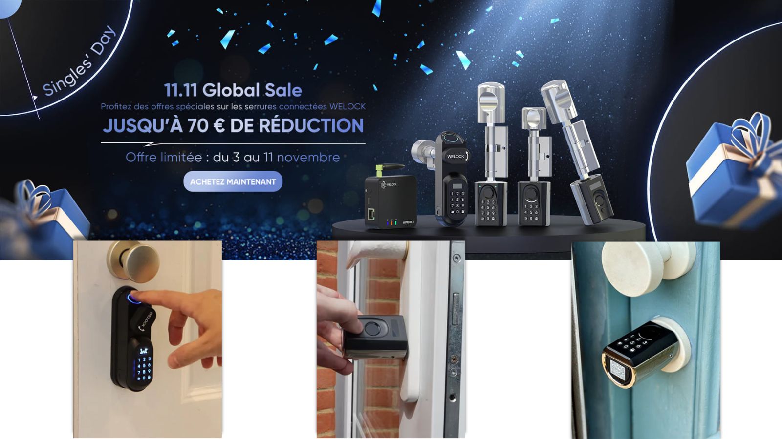 Promotion 11 novembre : sécurisez votre porte avec les serrures connectées WELOCK (U81, Touch41, ToucA51) à prix exceptionnel