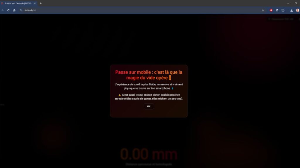 Scroller vers l’absurde : Futile.ch transforme le vide en expérience mesurable 1 Futile.ch-accueil-pc
