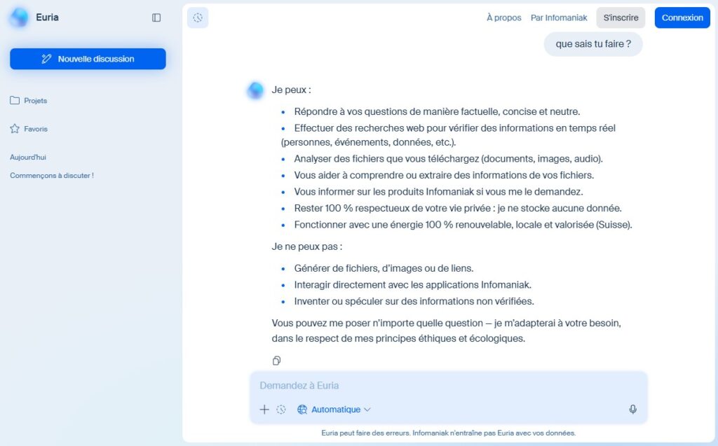 euria ia infomaniak | Euria : une IA suisse éthique, souveraine et gratuite