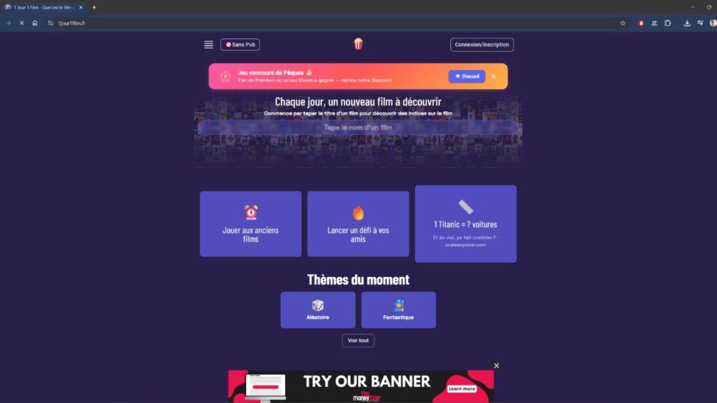 1jour1film : le jeu en ligne pour tester sa culture cinématographique 1 1jour1film-accueil