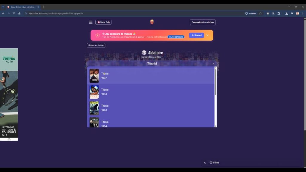 1jour1film : le jeu en ligne pour tester sa culture cinématographique 2 1jour1film-jeu-aléatoire (1)