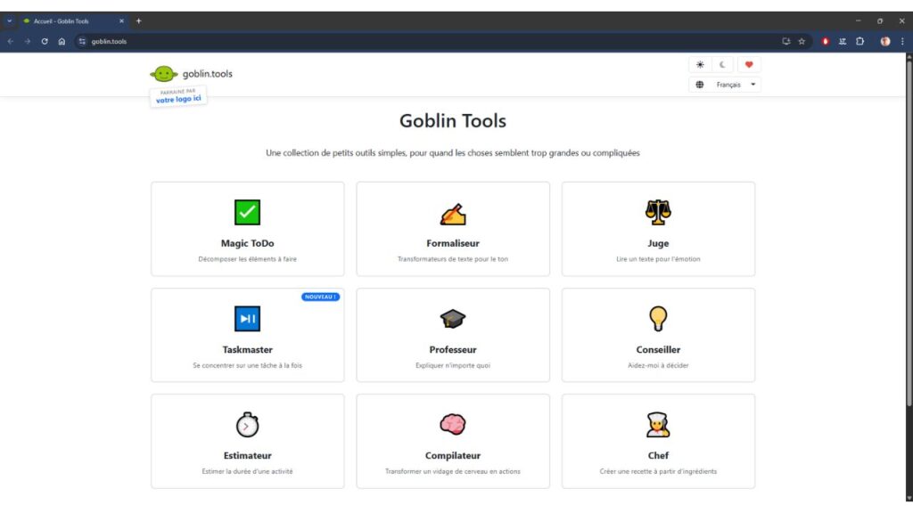 Goblin.tools-accueil