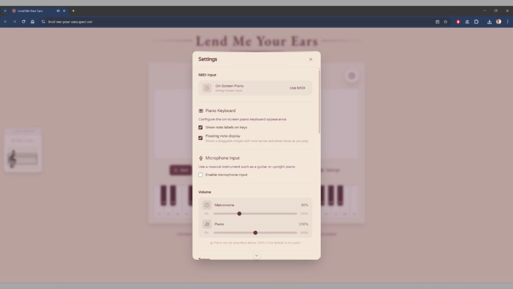 Lend Me Your Ears, le jeu gratuit pour entraîner son oreille musicale 3 Lend-Me-Your-Ears-paramètres