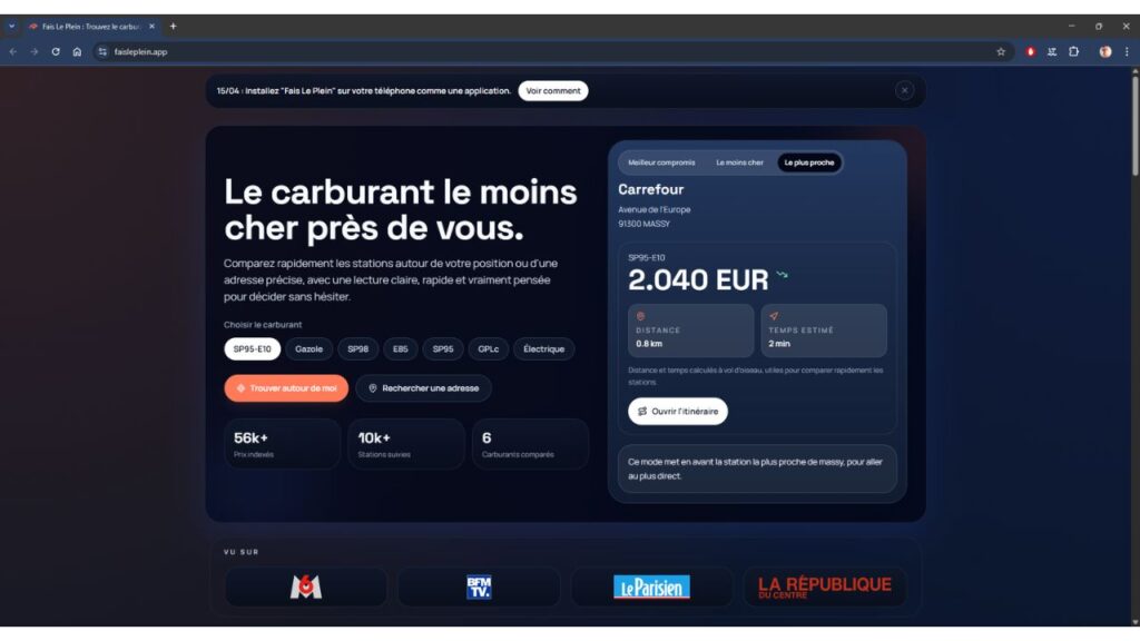 Fais le Plein région Massy France zone le plus proche
