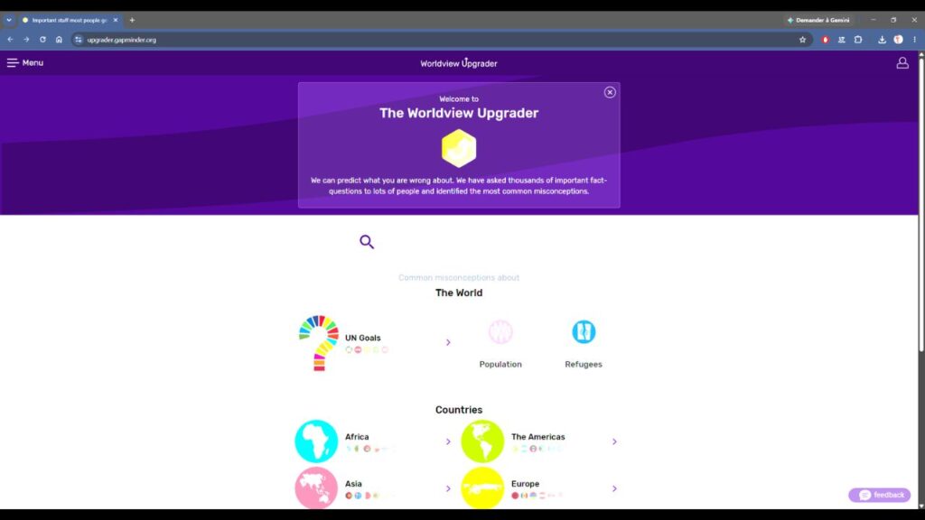 The Worldview Upgrader accueil Gapminder