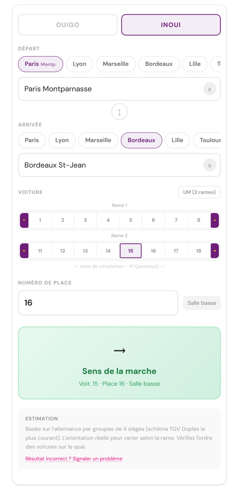 Sensdelamarche.fr
Sens de la marche TGV INOUI