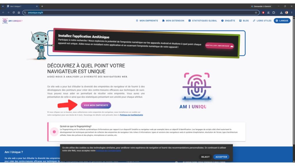 AmIUnique accueil