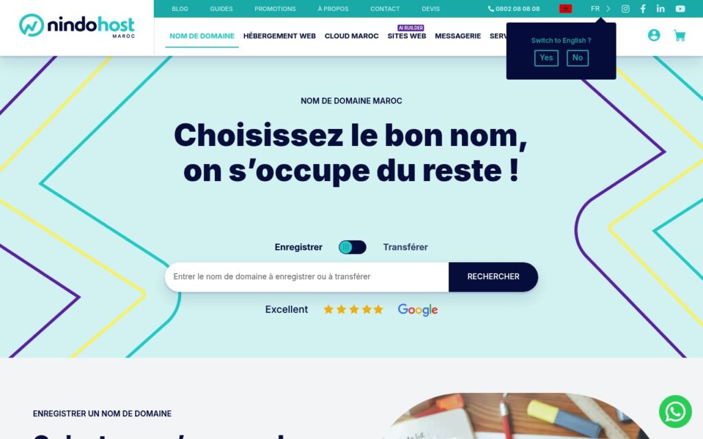 Quel choix parmi les meilleurs bureaux d'enregistrement de noms de domaine au Maroc en 2026 ? 1 Nindohost | Quel choix parmi les meilleurs bureaux d'enregistrement de noms de domaine au Maroc en 2026 ?