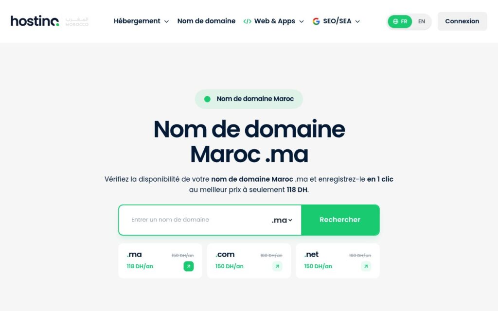 Quel choix parmi les meilleurs bureaux d'enregistrement de noms de domaine au Maroc en 2026 ? 2 hostino | Quel choix parmi les meilleurs bureaux d'enregistrement de noms de domaine au Maroc en 2026 ?