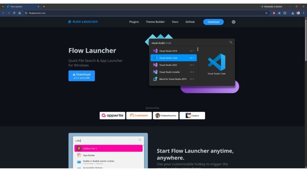 Flow Launcher Accueil