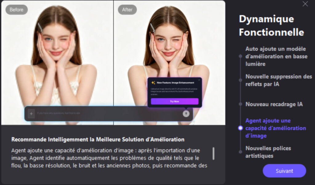 HitPaw FotorPea v5.6.0 : Les nouvelles fonctionnalités d'IA en pratique 5 Détection des problèmes d'image par l'agent IA