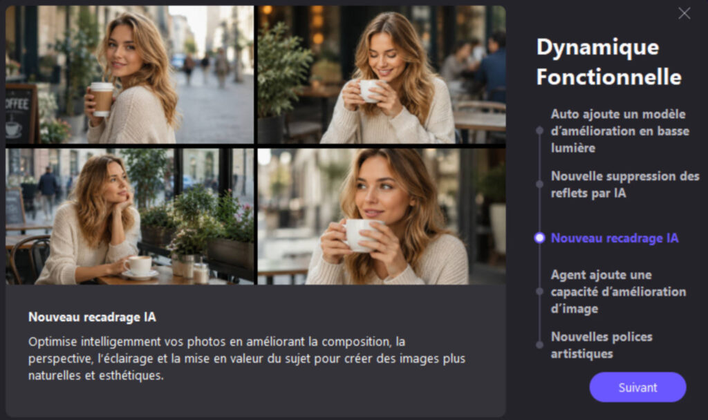 HitPaw FotorPea v5.6.0 : Les nouvelles fonctionnalités d'IA en pratique 3 Recomposer les images par IA pour une meilleure composition