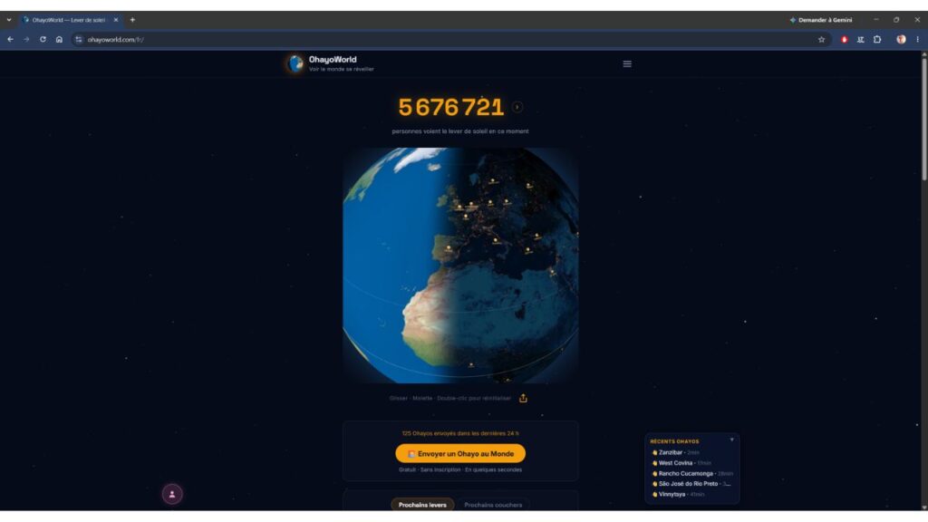 OhayoWorld : découvrez le globe qui suit le lever du soleil en direct 1 OhayoWorld accueil