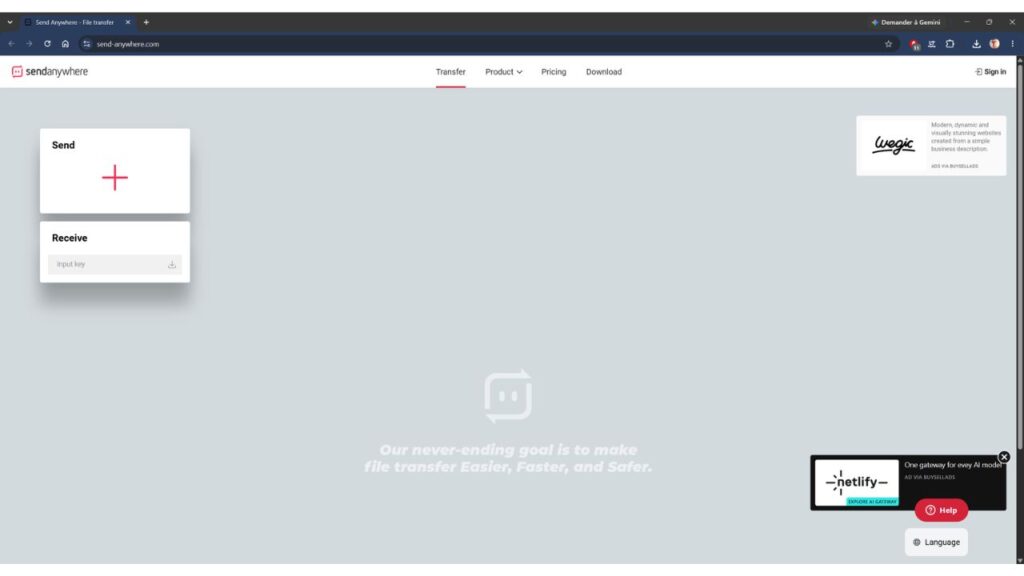 Send Anywhere : transférer des fichiers entre Android, iPhone, PC et Mac 1 Send Anywhere accueil