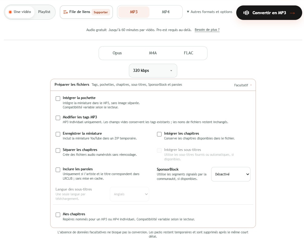 audiofetcher youtube mp3 options | AudioFetcher : un convertisseur YouTube MP3 gratuit et plutôt bien fichu