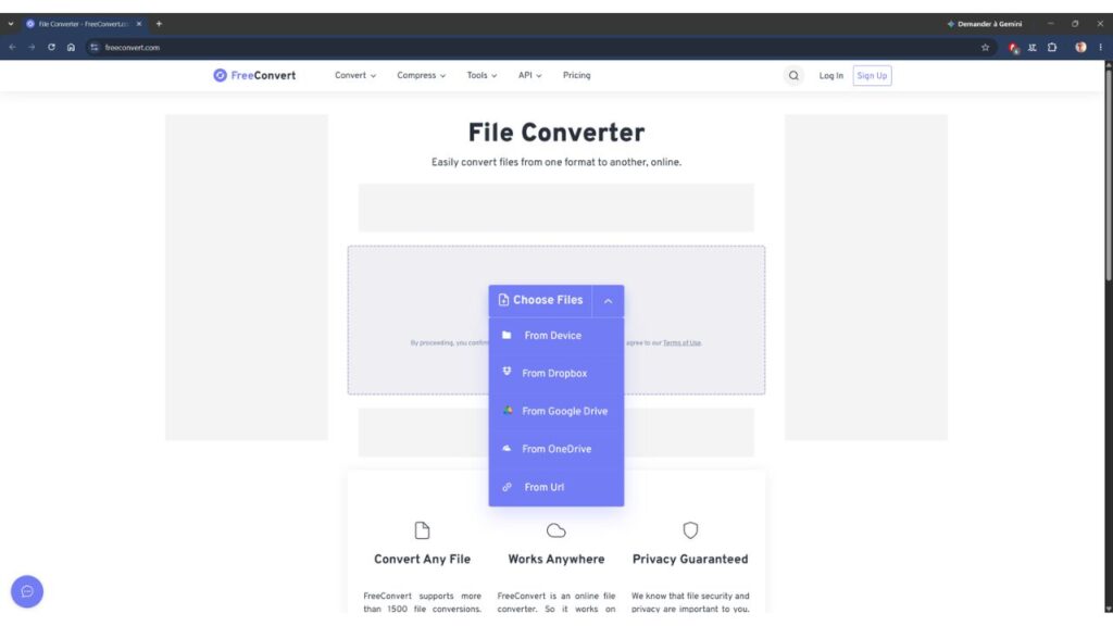 FreeConvert : le convertisseur de fichiers ultime ? 2 FreeConverter accueil (1)