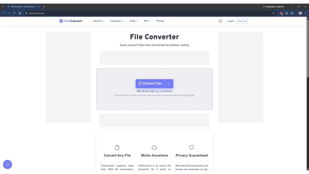 FreeConvert : le convertisseur de fichiers ultime ? 1 FreeConverter accueil