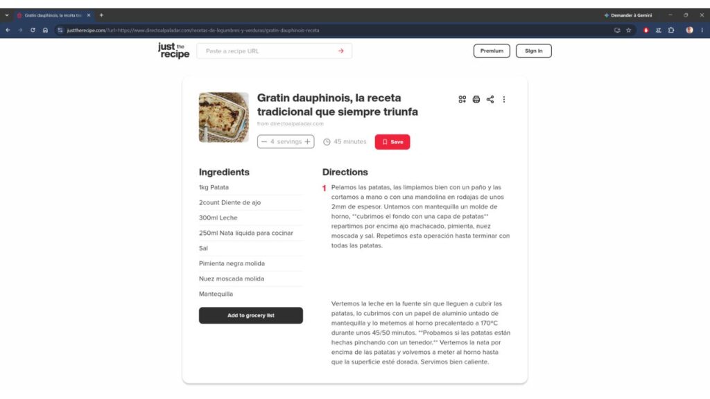 Just the recipe directoalpaladar